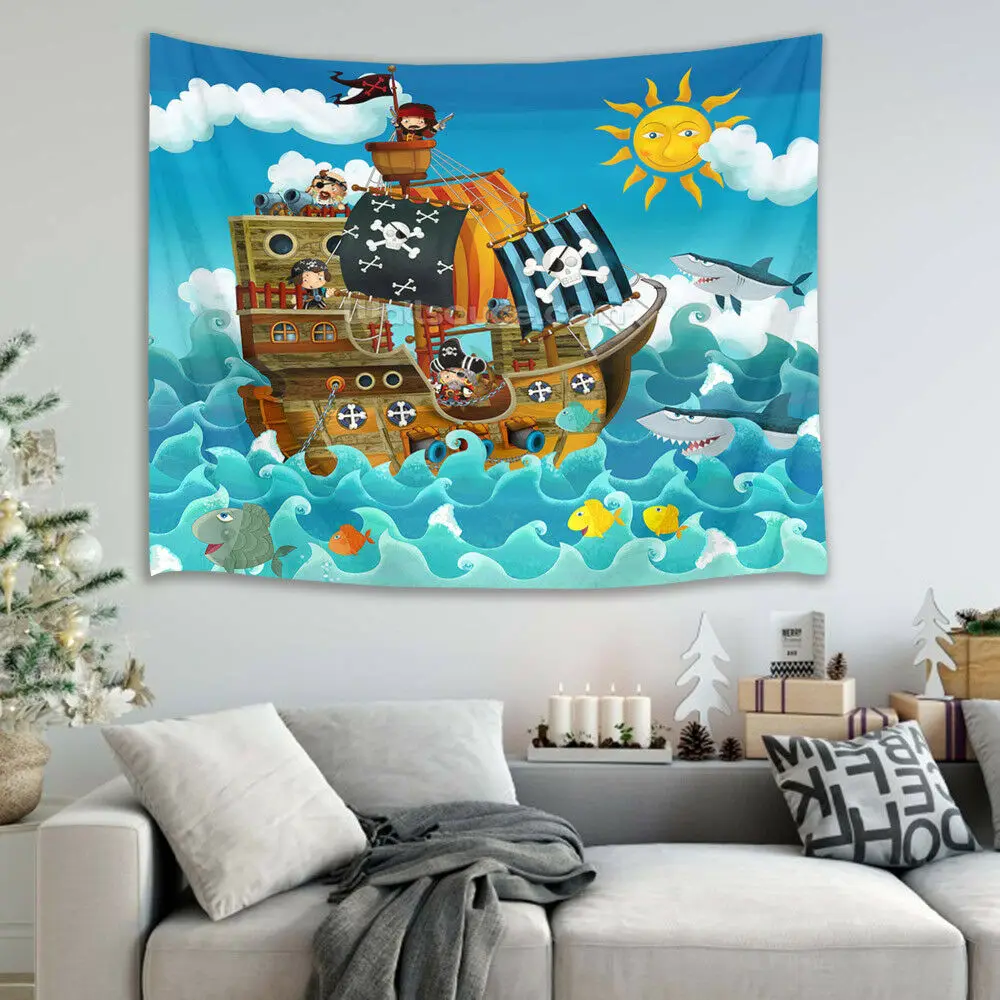 Настенный Гобелен простыня для гостиной покрывало мультфильм парусный спорт