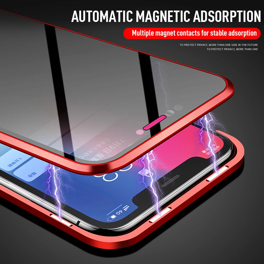 Магнитный стеклянный чехол для iPhone XR XS MAX X 8 Plus закаленное стекло задняя Магнитная