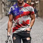 Мужская футболка с круглым вырезом, свободная дышащая уличная футболка в стиле ретро, с 3D-принтом флага, лето 2021