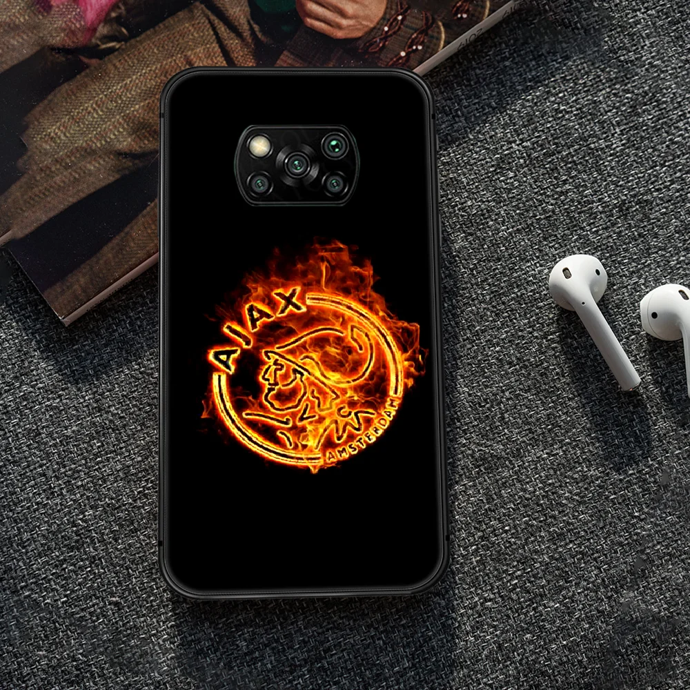 

football Ajax Team Phone case Cover Hull For Xiaomi Mi A2 A3 8 9 9T Note 10 Se Lite Pro black Back Silicone Bumper Luxury Funda