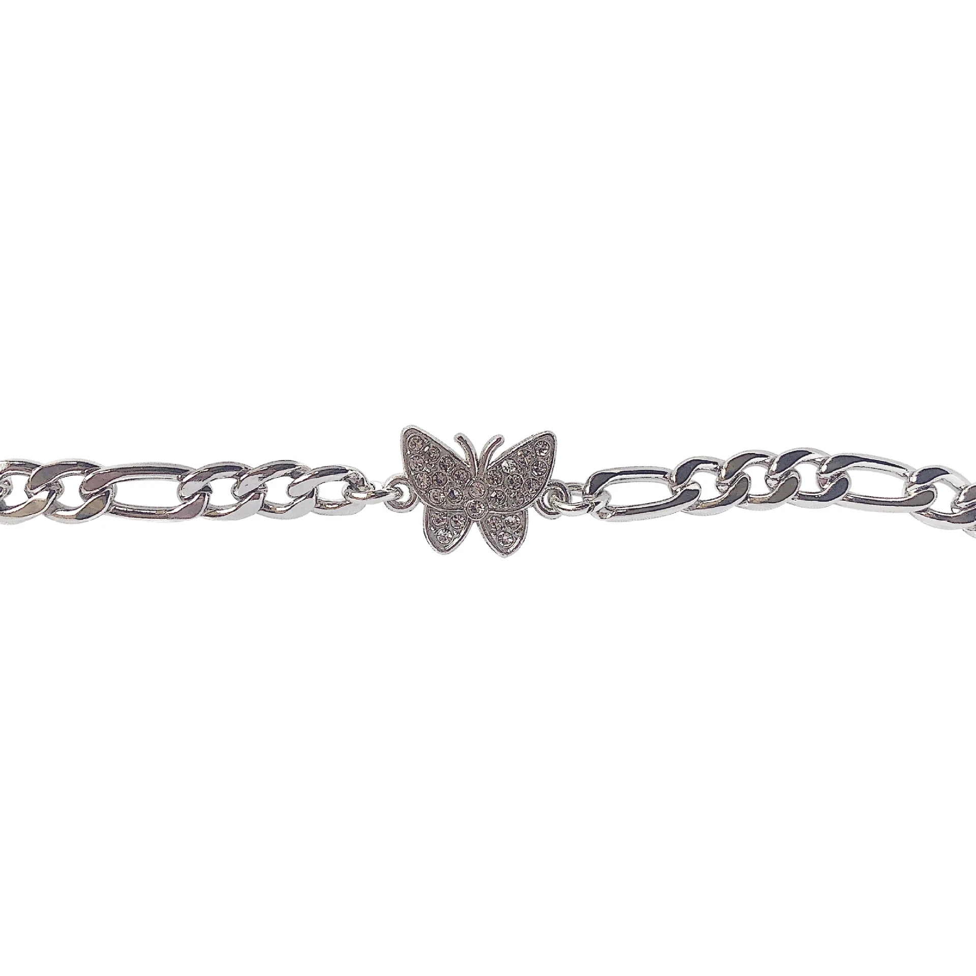 

New Trendy Geometric Crystal Butterfly Chokers Femme Punk Fashion Silver Color Chain Collars Necklaces For Women Jewelry kolye