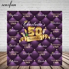 Sensfun Фиолетовый тема счастливого 50 день рождения фоны для фотостудии шампанское Золотая лента фотография фон на заказ
