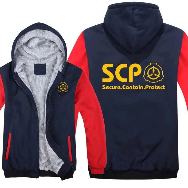

Winter Warm Large Men Hoodies Sweatshirts SCP Foundation Secure Contain Protect Hoodie Streetwear Hip Hop Hoody Male Thick Coat