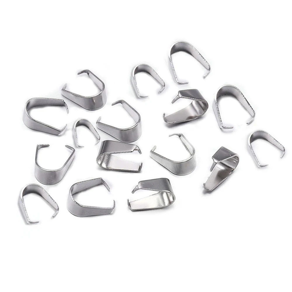 50-100pcs Stainless Steel Charm Pendant Clasps Hook Buckle Bail Beads Bale Pinch Clips Connector For DIY Jewelry Making Supplies