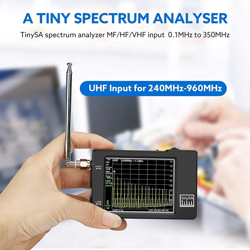 Портативный TinySA анализатор спектра 100 кГц до 960 МГц MF/HF/VHF/UHF Вход генератор