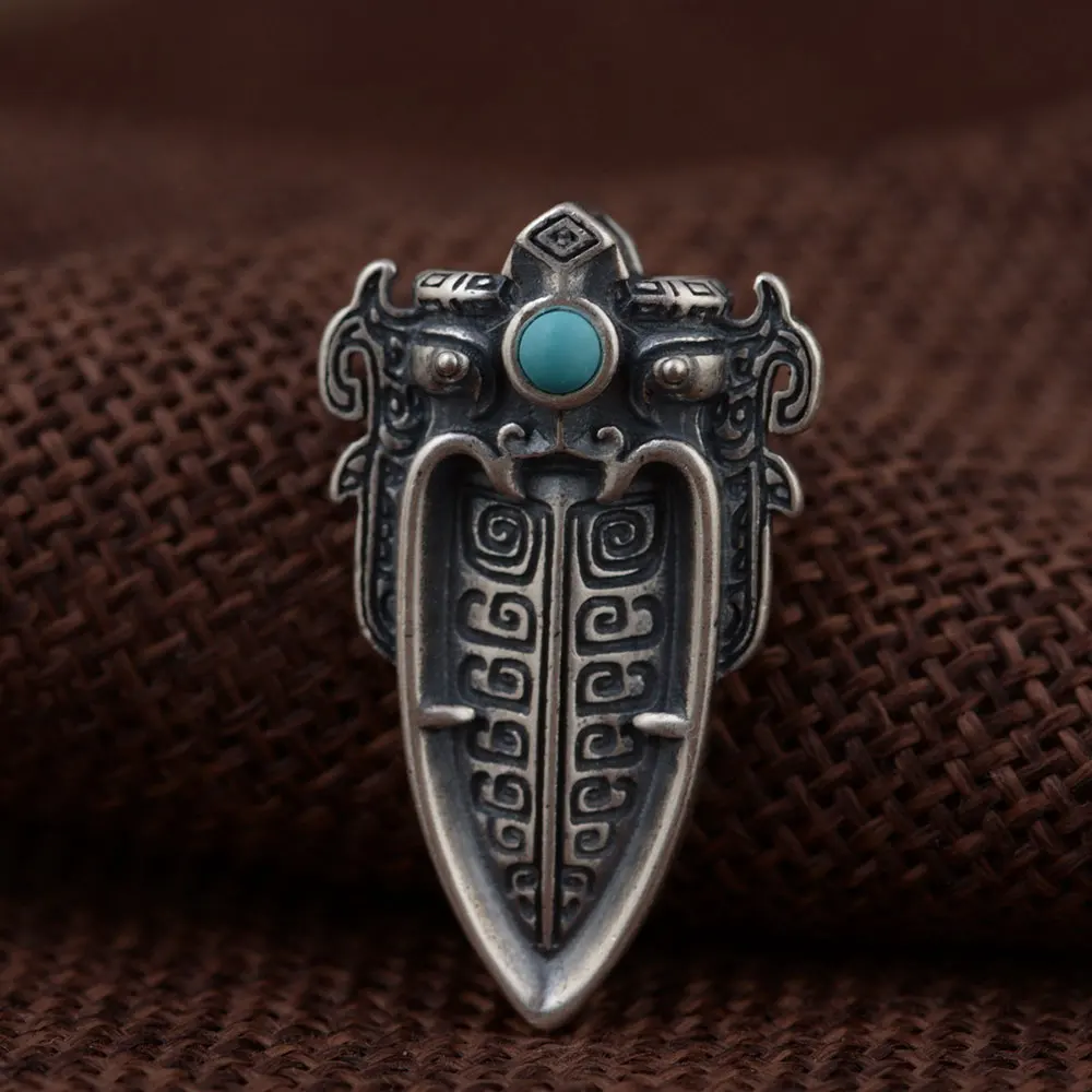 

FNJ 925 Silver Pendant for Jewelry Making Women Original Pure S925 Sterling Silver Pendants Taoti Blue Stone