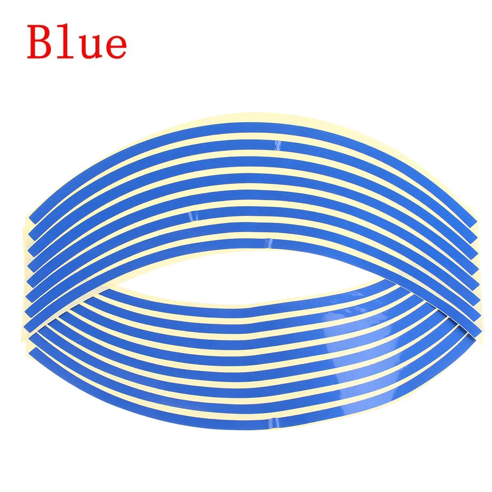 blue 16 шт. наклейки на колеса автомобиля 1" 18" полоски Светоотражающие ободные ленты для мотоцикла автомобильные наклейки - Цвет: blue