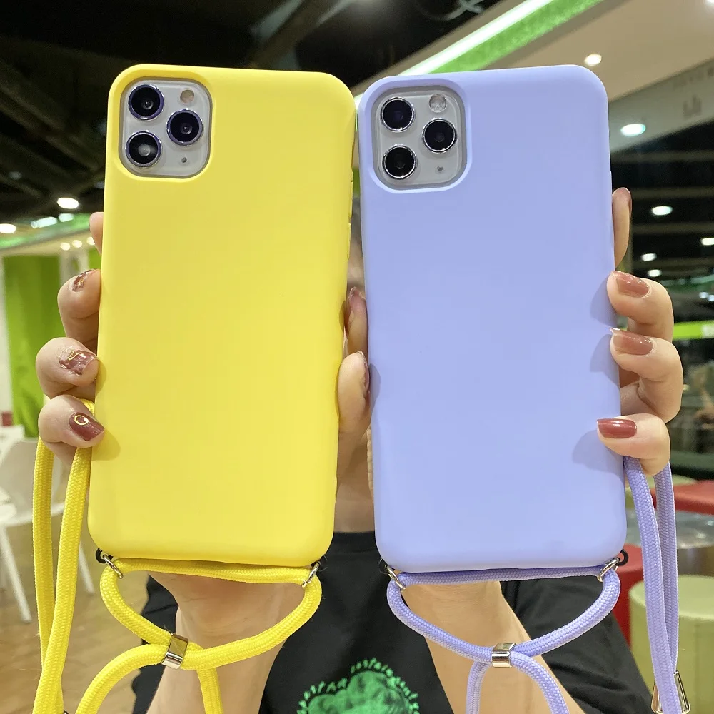 Ottwn сплошной цвет шнур цепи ожерелье ремешок чехол для телефона iPhone 11 Pro X XR XS Max 7 8