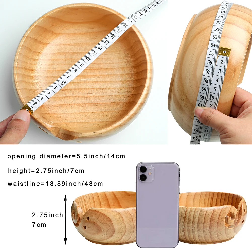 Миска для вязания из шерсти и сосны круглый контейнер хранения ручной работы