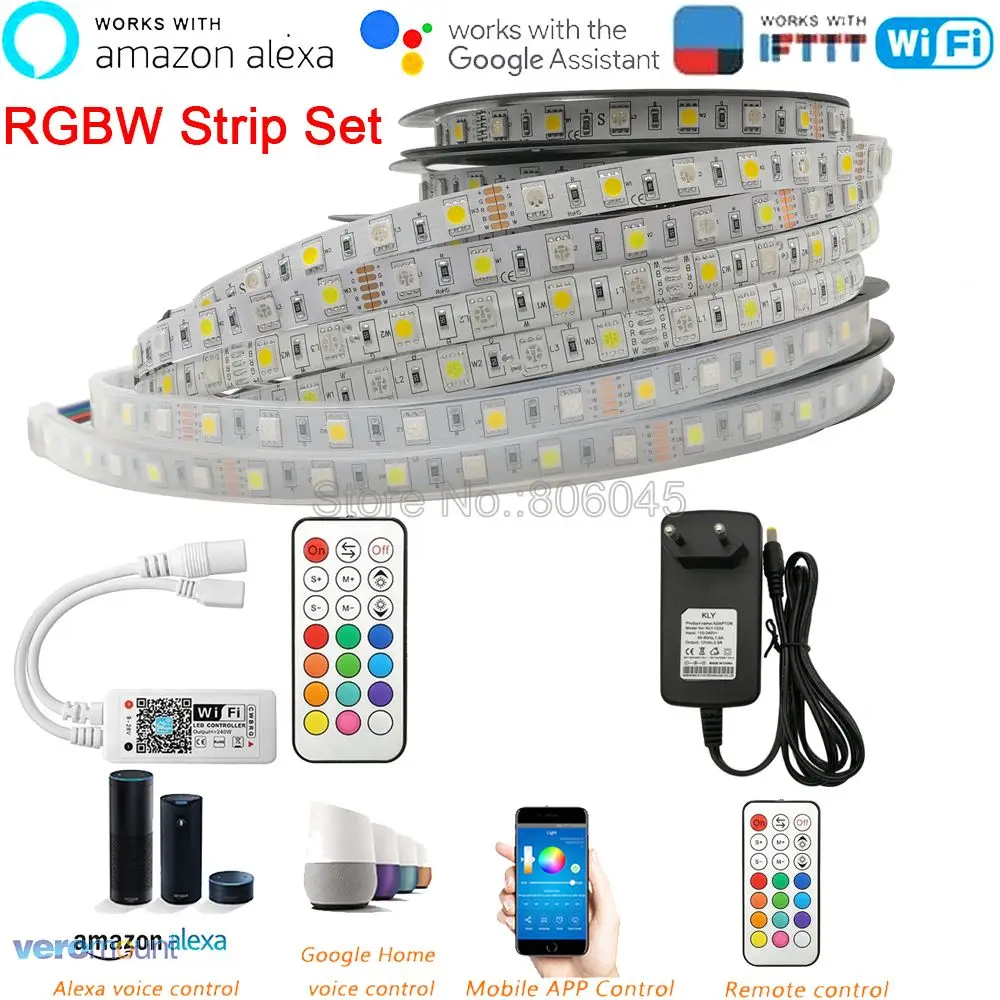 12 В 5050 RGBW RGBWW Светодиодная лента 60 светодиодов/м 5 м с мини 21Key RF WiFi Пульт