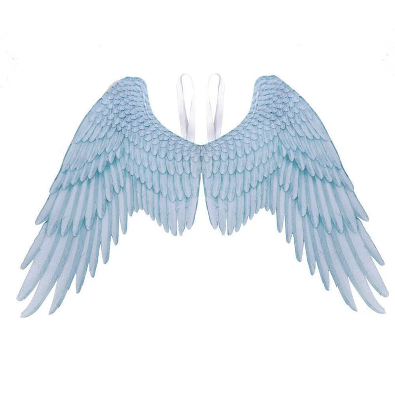 

2Pcs Large Adult Kids Angel Wings Fairy Feather Fancy Dress Costume Party Halloween Decor Wings - White & Black