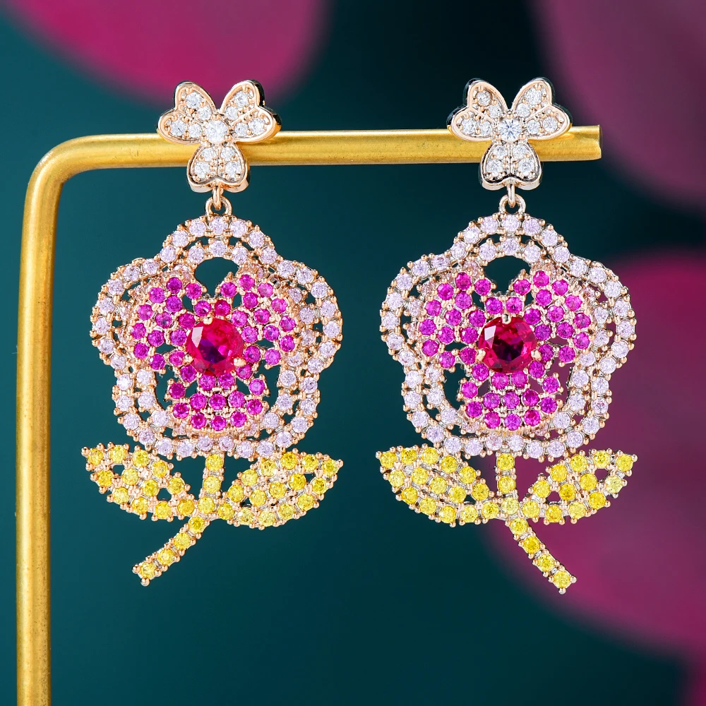 

Missvikki Роскошные серьги в форме пиона, цветок, кубический цирконий, женские массивные круглые серьги, Свадебная вечеринка, свадебный подарок