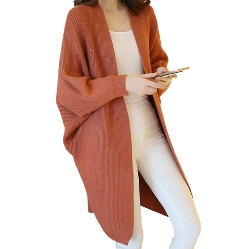 

Женский свитер, Осенний длинный зимний Кардиган, однотонный свободный женский кардиган с рукавами «летучая мышь», повседневная женская оде...