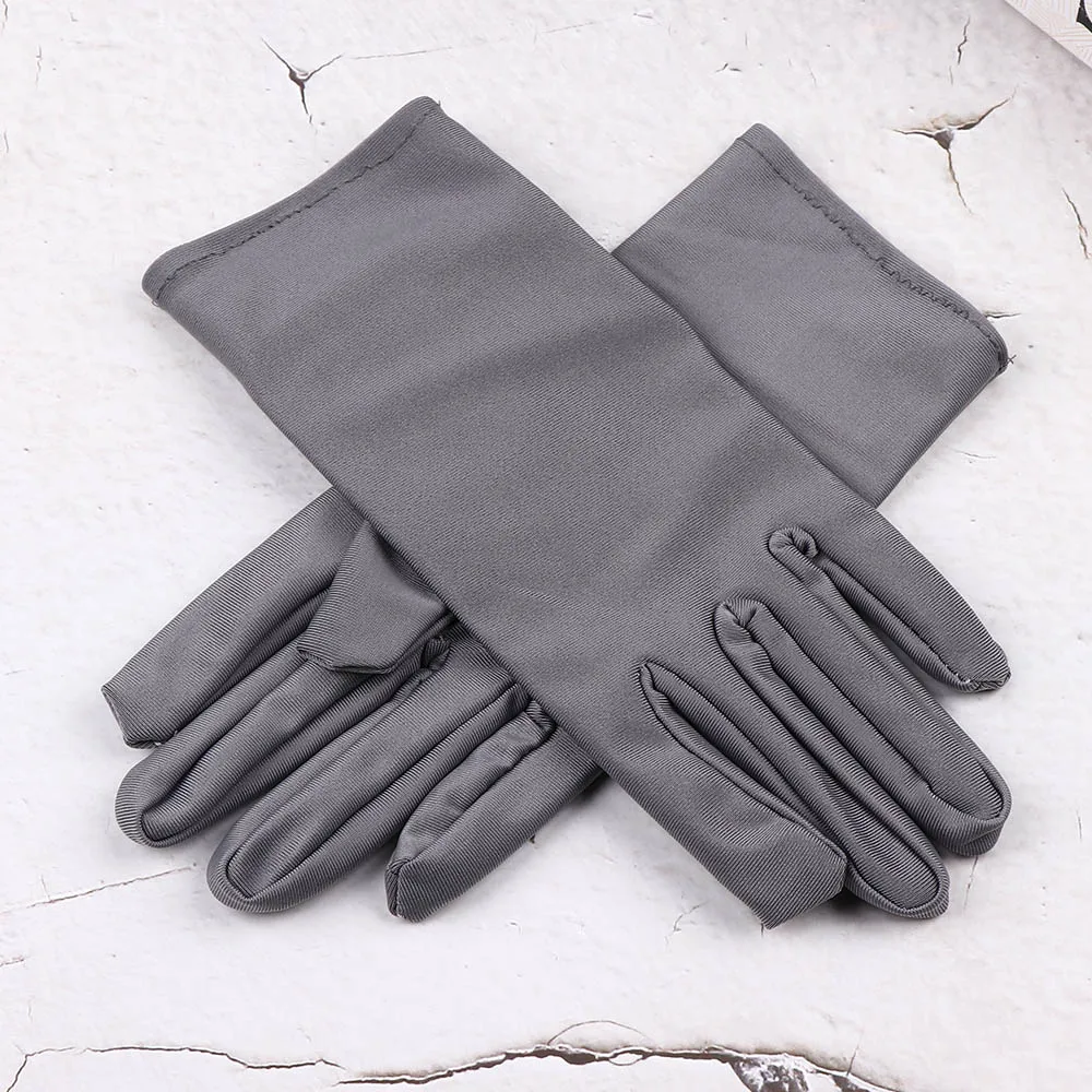 Dark grey 1 пара новая мода 9 цветов стрейч атласные вечерние перчатки для выпускного для женщин зимние теплые домашние автомобильные действия - Цвет: Dark grey