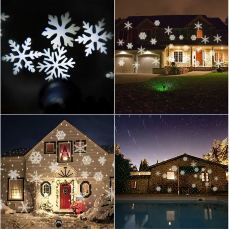 Рождественский уличный лазерный светодиодный светильник в виде снежинок для