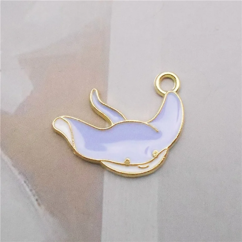

Julie Wang 20PCS Tiny Enamel Fish Ray Charms Cartoon Marine Life Alloy Animal Pendant Necklace Bracelet Jewelry Making Accessory