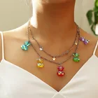 Цепочка мини клейкая Женская, изящное милое креативное ожерелье с медведем-желе, минималистичное яркое ожерелье конфетного цвета для девушек, бижутерия