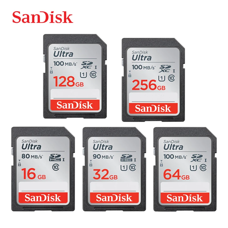 SanDisk sd карта 256 ГБ 128 Гб 64 32 16 класс 10 памяти C10 80M 100 м/с SDHC SDXC Carte SD USH 1 для камеры|Карты