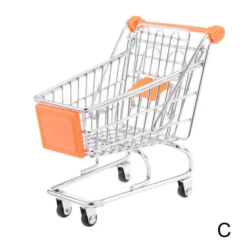 Orange (C) Высокое качество Мини супермаркет тележка для покупок игрушки Детский подарок игрушки украшение офиса супермаркет тележка - Цвет: Orange (C)