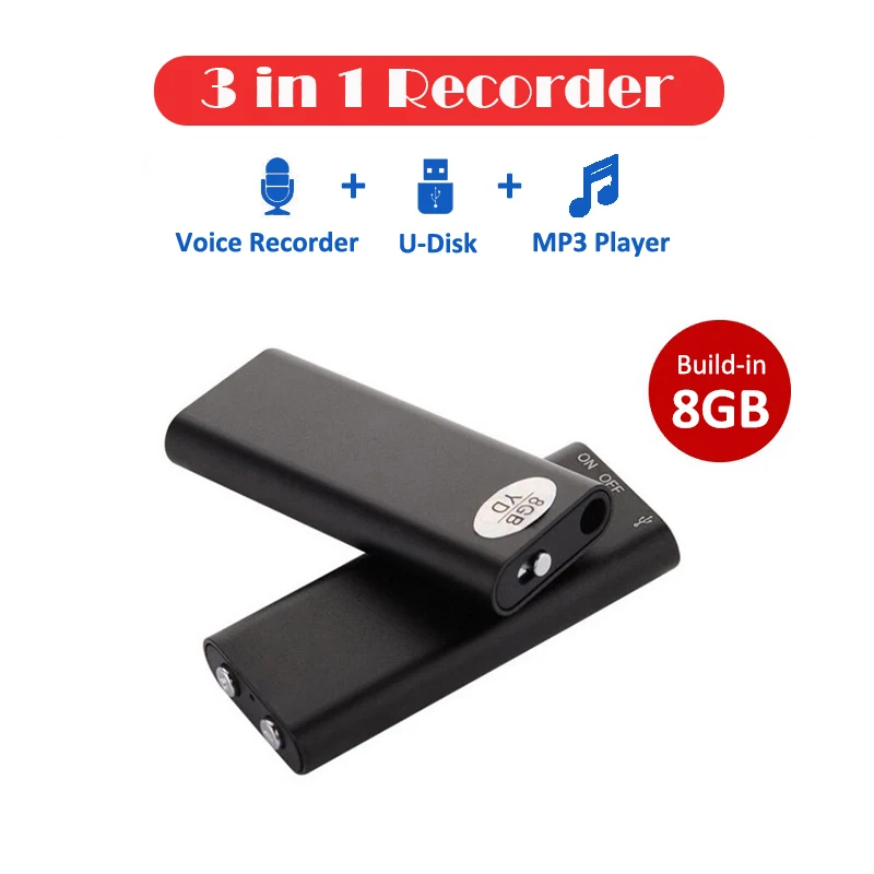 

3 in 1 Voice Audio Recorder Mini Dictaphone Grabadora de Voz Caneta Espia U-Disk Voice Activated Sound Recording Pen MP3 Player