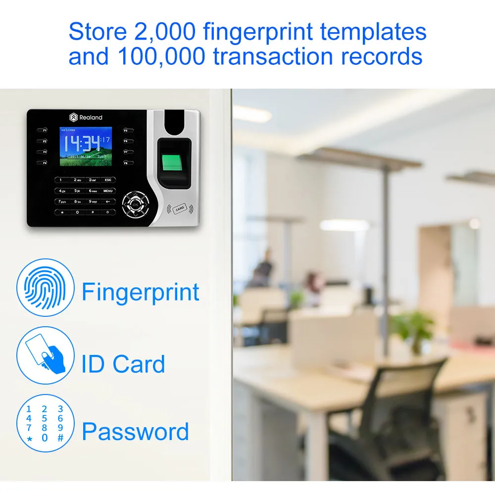 2 4 дюйма TCP/IP/USB RFID отпечатков пальцев биометрическая посещаемость машина система