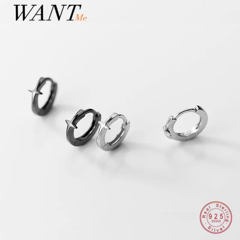 Серьги WANTME из стерлингового серебра 925 пробы в стиле панк готика черная звезда