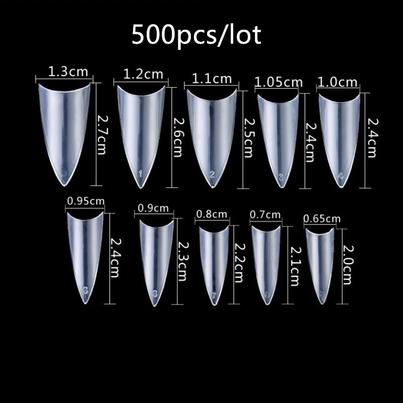 Длинные накладные ногти 10 размеров изогнутые прозрачные пресс на клей Типсы для