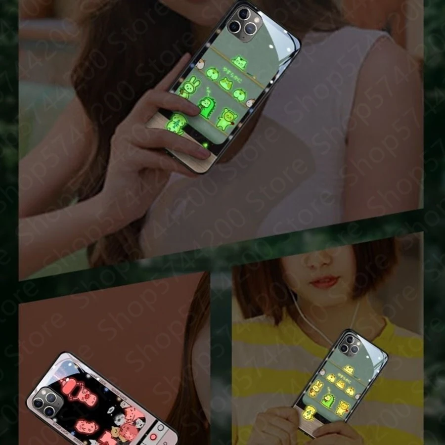 Милый светящийся чехол из закаленного стекла для iPhone 11 12 Pro Max 7 8 Plus X XR XS SE 2020 |