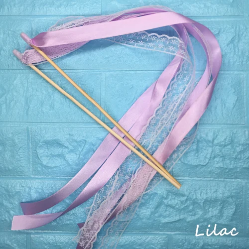 Lilac and Lace 50 шт. свадебные ленты палочки скручивающаяся лента для танцев реквизит лента на палочке с кружевом DIY Свадьба День Рождения Вечеринка подарки - Цвет: Lilac and Lace