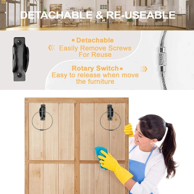 

Furniture Anchors for Baby Proofing (8 Pack),Metal Child Proofing Furniture Straps,Furniture Wall Anchors Kit,Secure