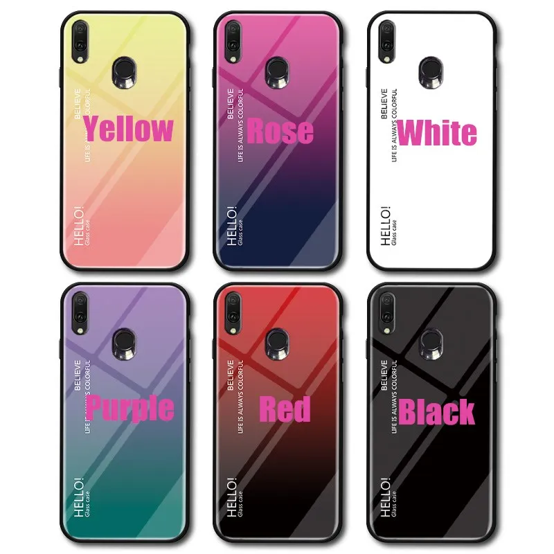 Для OPPO A9 A5 чехол Роскошный Жесткий закаленное стекло модный градиент Защита задняя крышка чехол для OPPO Realme 3 5 Pro shell