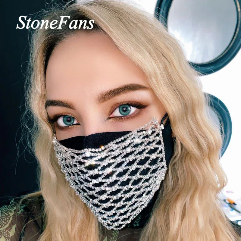 Stonefans модные блестящие стразы для лица женские Украшения ажурное эластичное