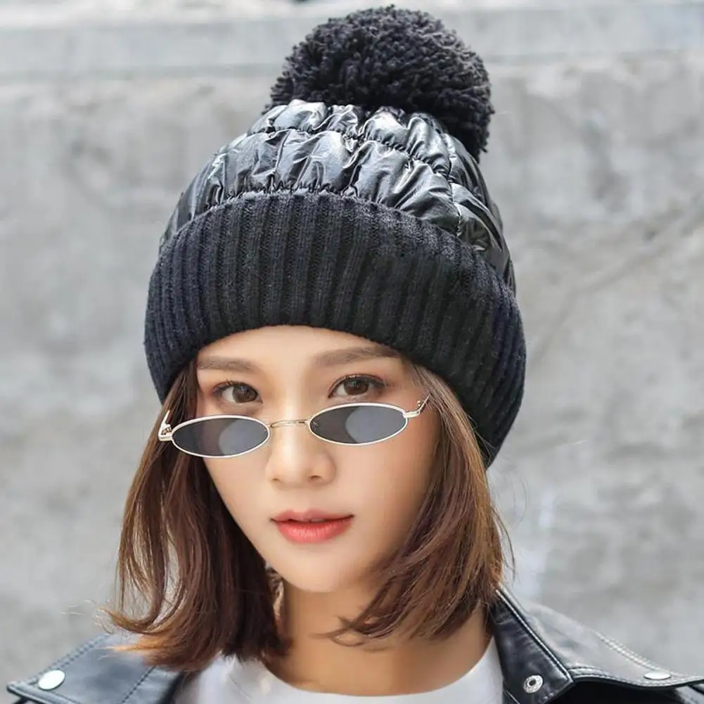 

Новинка 2021, зимние шапки для женщин, теплая однотонная шерстяная шапка, популярная женская шерстяная шапка INS, модные шапки, плотные вязаные ...