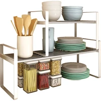kitchen cabinet storage shelves plates pots pans dishes spice bottles holder multifunction kitchen closet organizer