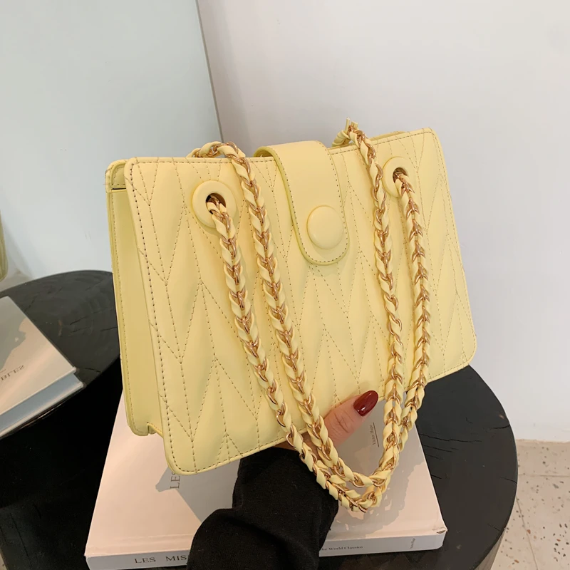 Модная Сетчатая Сумка из мягкой искусственной кожи с квадратными цепочками для