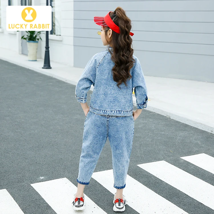 Vintage Children Clothing Spring Denim Jeans Girls Outfit Boutique Kids Clothes Single Jacket | Детская одежда и обувь