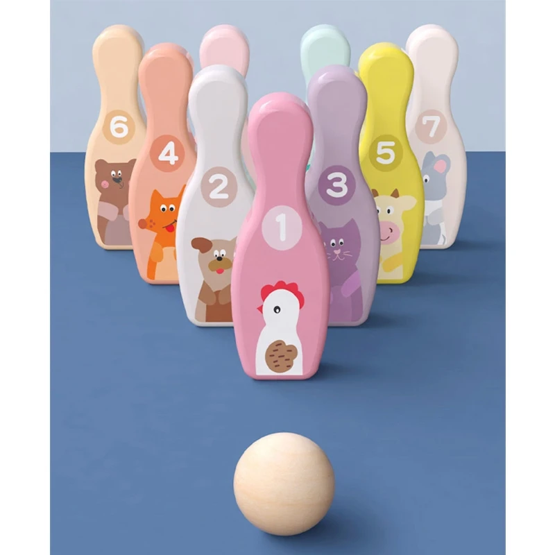 

85DE 1Set Children's Bowling Set Toy for Activity Centers Bowling Game Toy Stimulation Interactive Wooden Child-Parent Toy