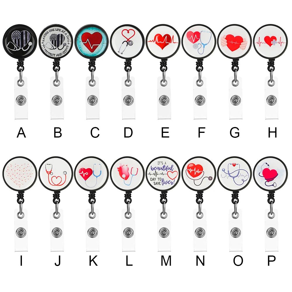 Pattern Buckles &amp Hooks Retractable Swivel Clamp Badge Clip ID Reels Certificates Holder Nursing Reel | Дом и сад