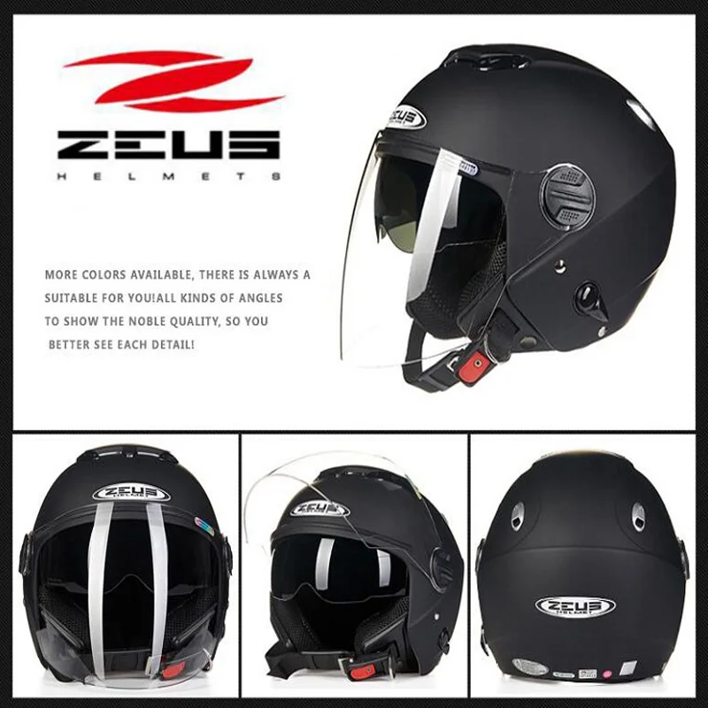 2019 Новинка ZEUS 3/4 лицевые мотоциклетные шлемы ZS-202FB ABS защитные двойные линзы