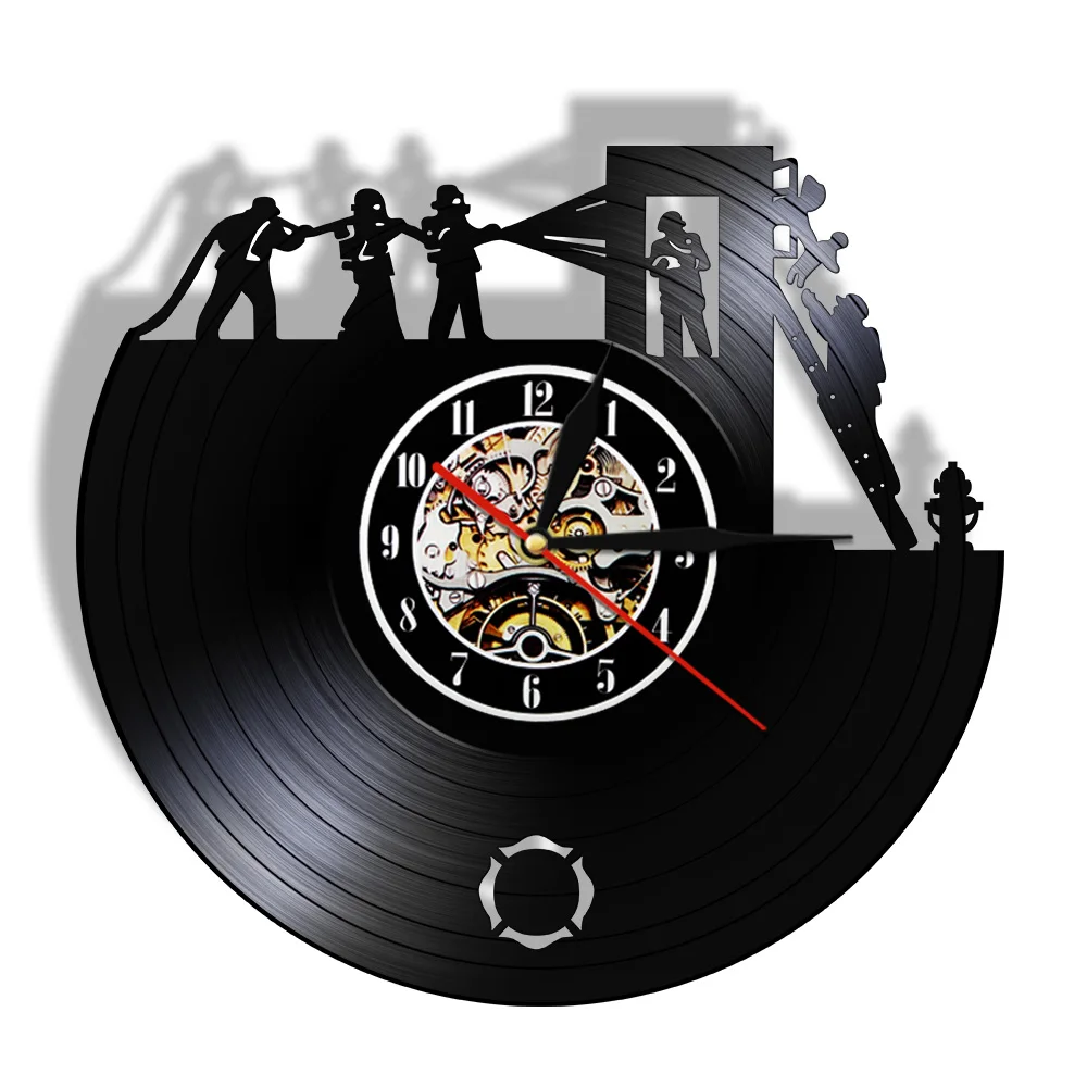 Настенные часы ручной работы с виниловой пластиной 3d-декор для пожарными