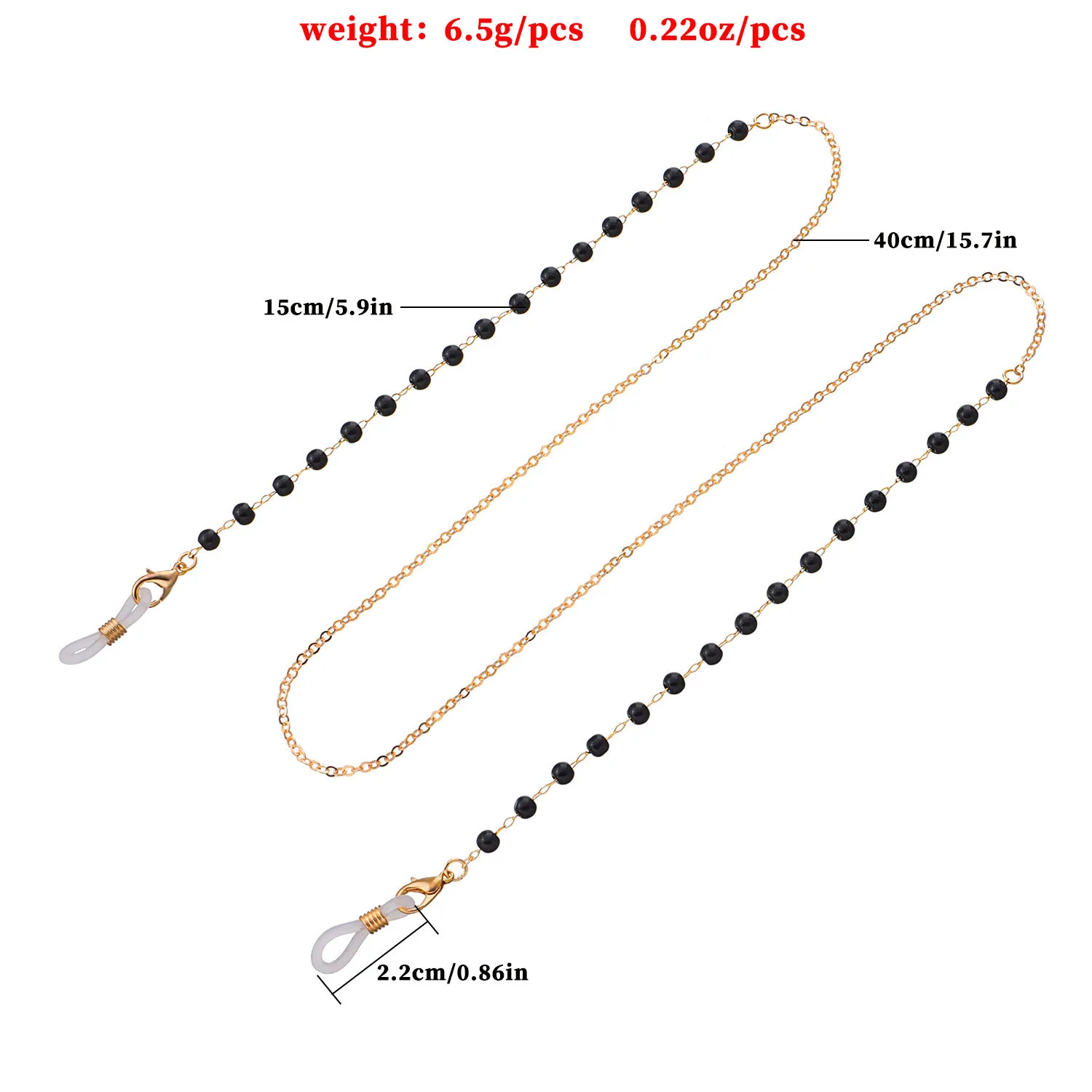 

Gold Chain Mask Lanyard Plastic Black Strand Bead Glasses Chain Women's Sunglasses Neck Retainer Strap Eyewear Spectacles Holder