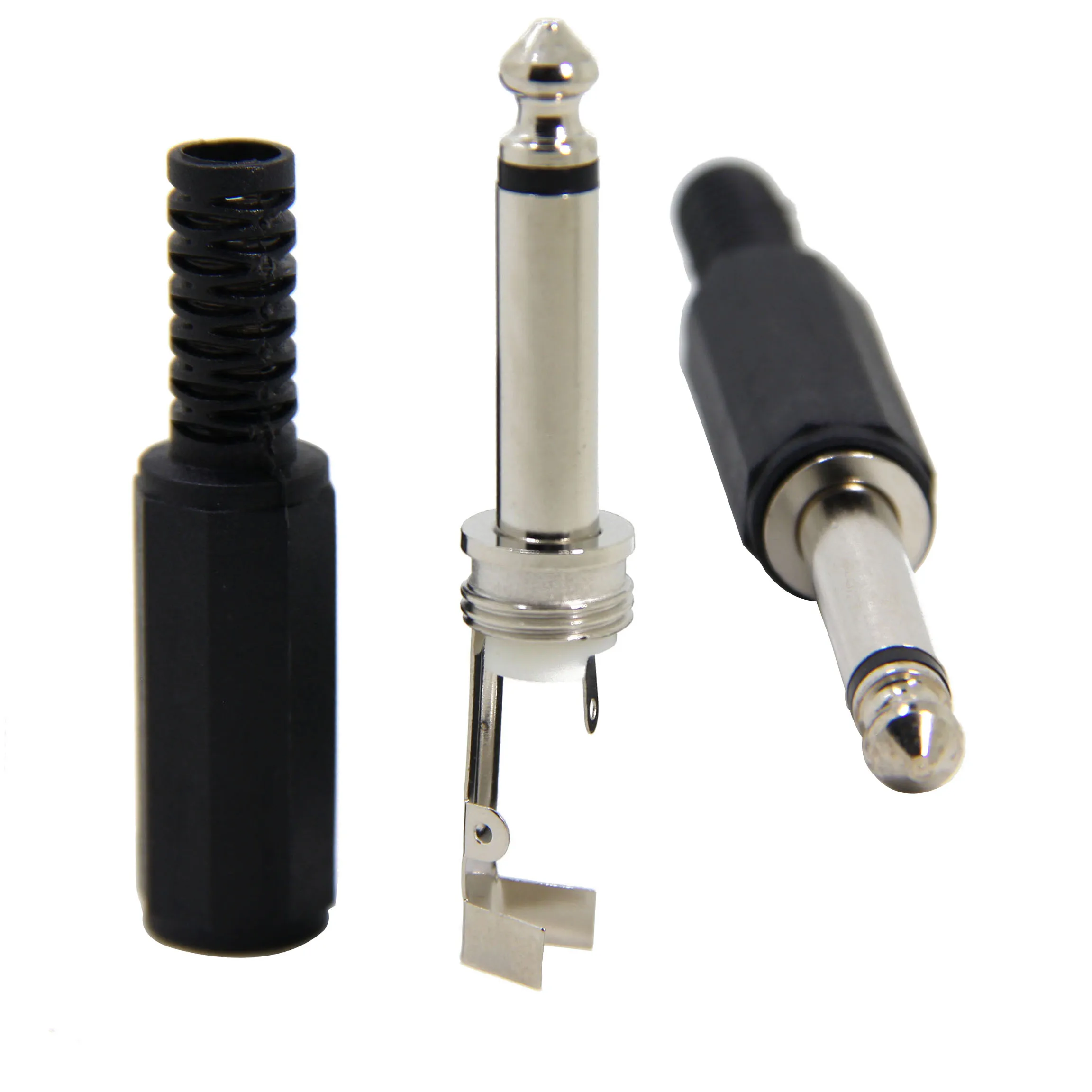 

1/4-Inch Mono Phone Plug, Solder Type Cost-Effective Plastic 6.35mm TS Connector with Shrinkle Tube for Guitar, Instrument