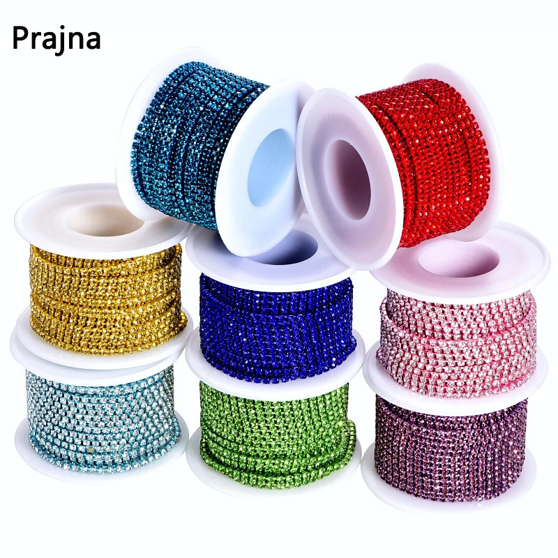 

Prajna Glass crystal Strass Rhinestone Cup Chain Sew On Diamond Glue-On Close Chains Glitter Trim Cup Chain sew on Garment