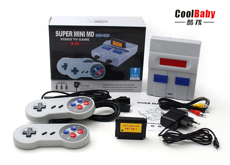 New MD16 SG-105 16BIT AV salida familia juegos TV videojuego consola con 167 sega gratis puede insertar de | Электроника