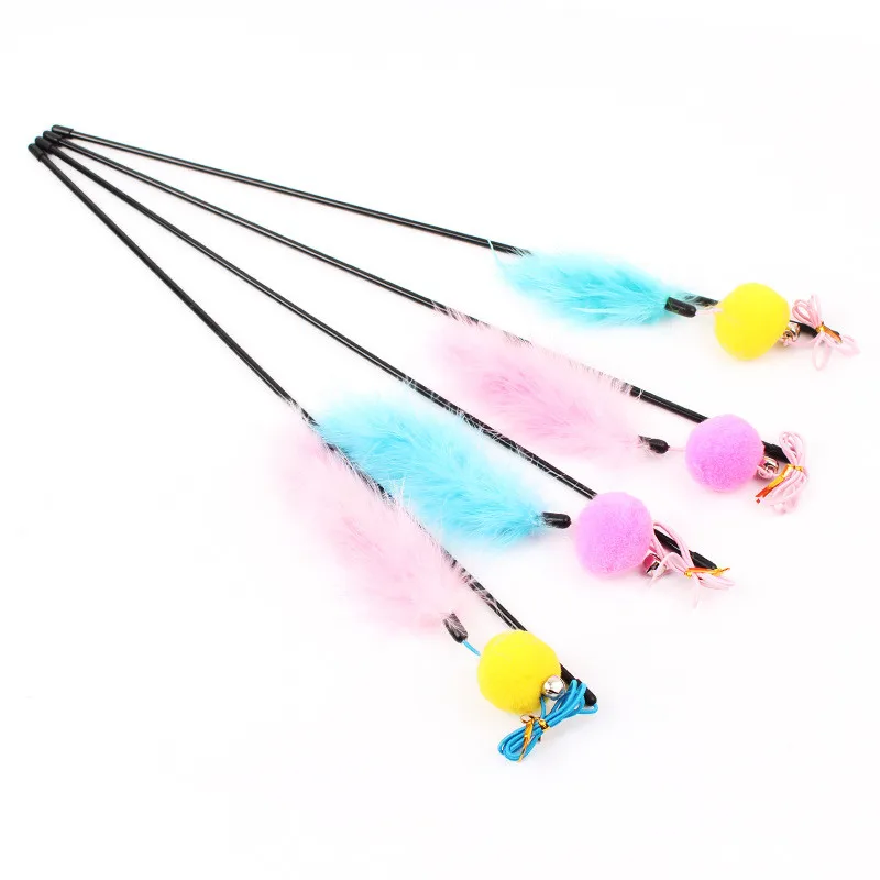 

New Rotating Dog Cat Toys Kitten Cat Teaser Interactive Toy Rod With Bell And Feather Intelligence Trainning 2021 New Arrival