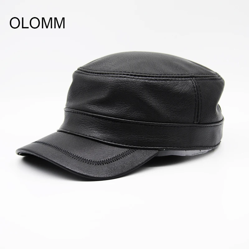 Мужские зимние бейсболки из натуральной кожи черные и коричневые в стиле