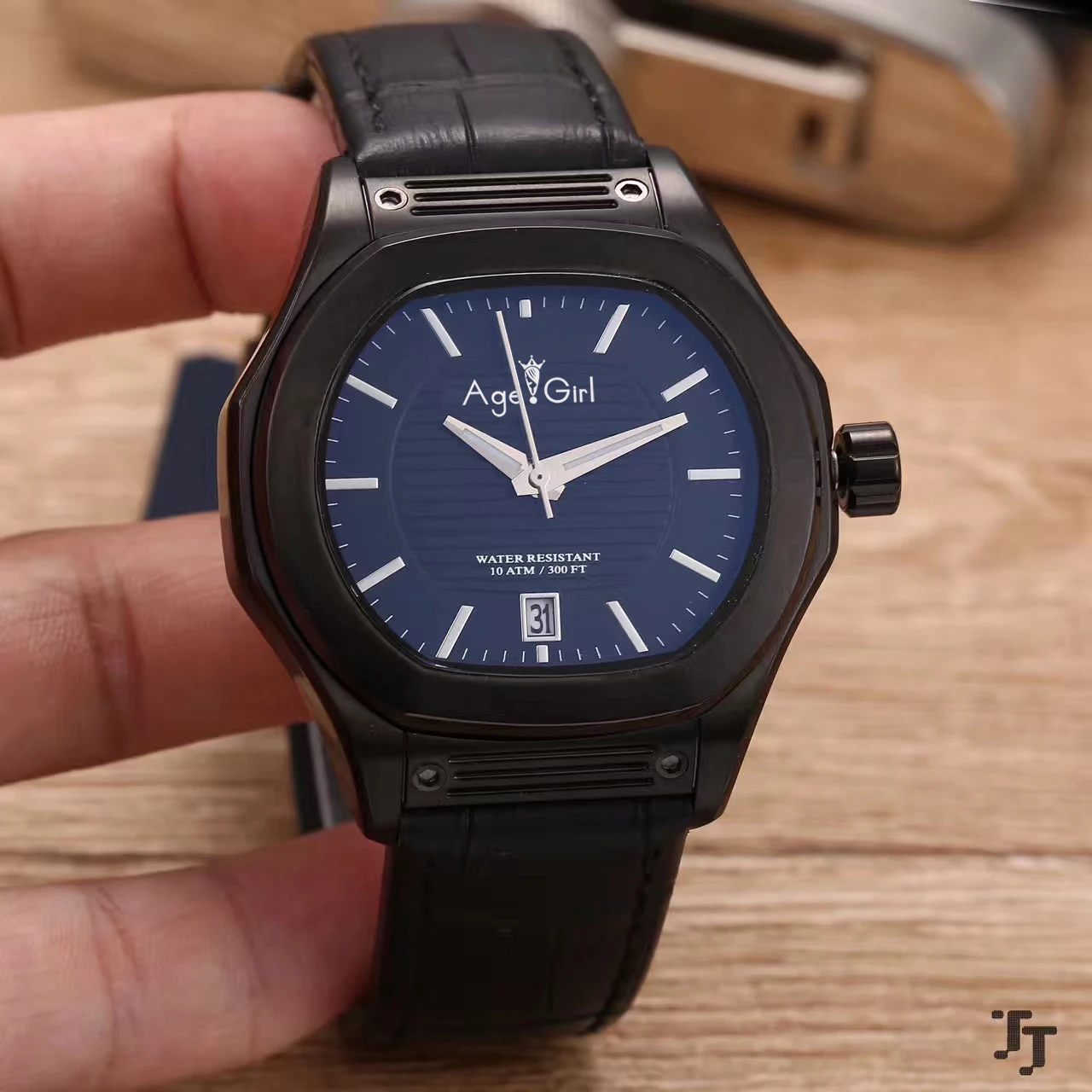 

Luxury Brand New Men Quartz Date Watches Skeleton 904L Stainless Steel Silver Black Leather Sapphire Glass Rose Gold Watch