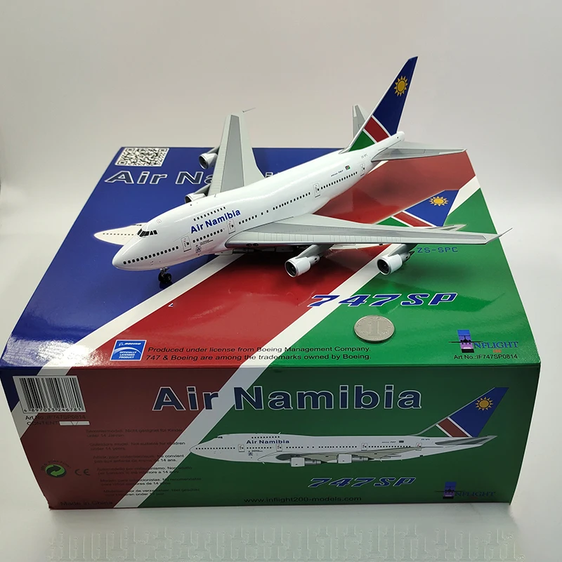 

Diecast 1/200 Scale B747SP ZS-SPC Namibia Airlines Plane Model Alloy with Lading Gear Aircraft collectible display Airplanes