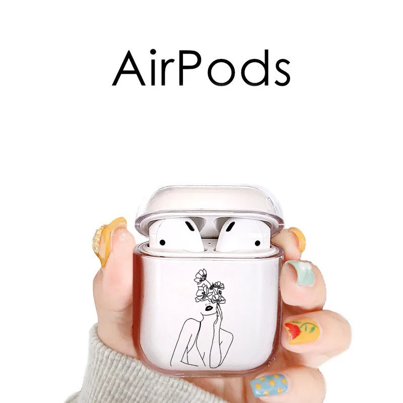 Женский чехол для наушников Airpods 2 1 мягкий прозрачный