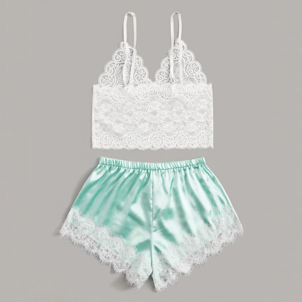 Сексуальное нижнее белье женские пижамы кружевные пятнистые пижамные комплекты